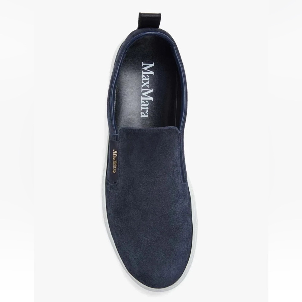 Max Mara Women’s Tia Slip On Sneaker Suede Leather in Ultramarine Blue IT 39
